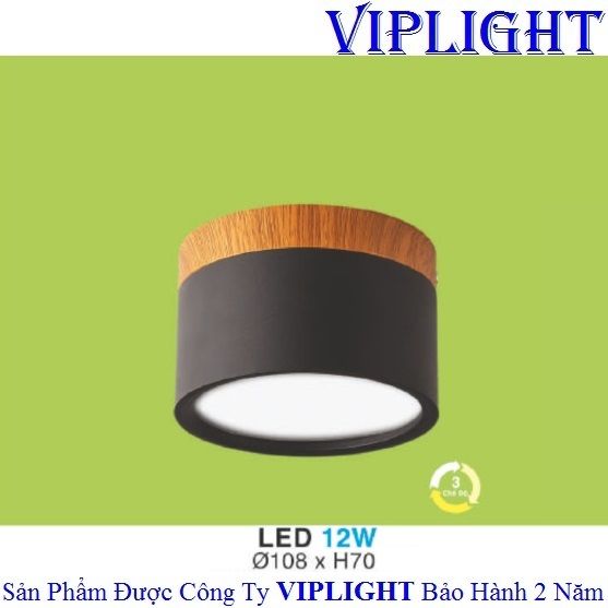 ĐÈN LON LED, ĐÈN LON GẮN NỔI, ĐÈN LON ỐP TRẦN_LED TÁN QUANG 12W BA 3 MÀU LN-47