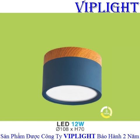  ĐÈN LON LED, ĐÈN LON GẮN NỔI, ĐÈN LON ỐP TRẦN_LED TÁN QUANG 12W BA 3 MÀU LN-48 