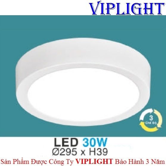 ĐÈN LED ỐP TRẦN, ĐÈN LED GẮN NỔI, ĐÈN LED ỐP NỔI _ TRÒN PHI Ø295 ĐỔI MÀU MP 28 LED 30W HUFA