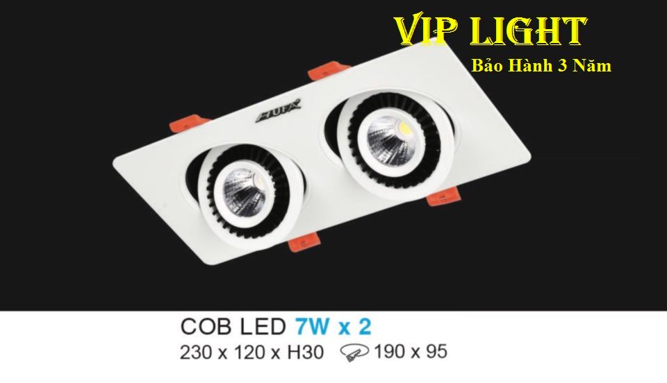 ĐÈN ÂM TRẦN VUÔNG CHIẾU ĐIỂM LED COB 14W 2 HAI BÓNG HUFA AT-96 COB LED 7WX2
