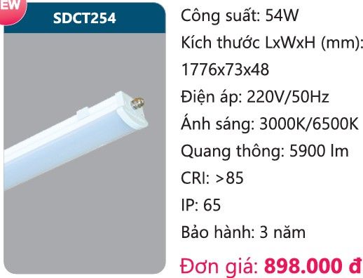 MÁNG ĐÈN LED CHỐNG THẤM CÔNG NGHIỆP DUHAL SDCT254 / 54W