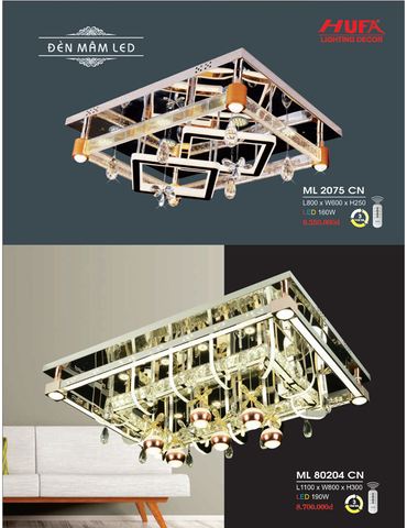  ĐÈN MÂM LED ỐP TRẦN ML 2075 CN, ML 80204 CN 