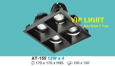  ĐÈN ÂM TRẦN VUÔNG VỎ ĐEN LED CHIẾU ĐIỂM 48W 4 BỐN BÓNG HUFA AT-155 12WX4 