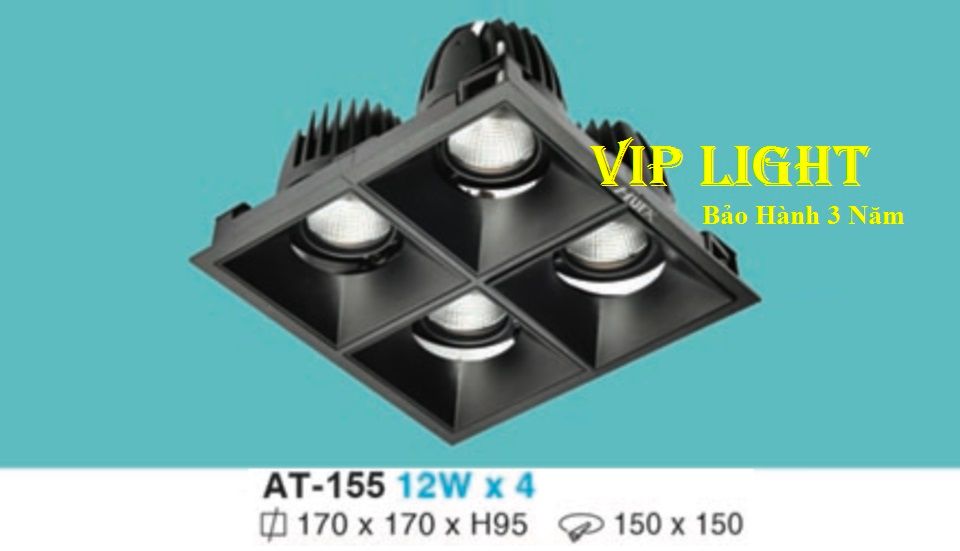 ĐÈN ÂM TRẦN VUÔNG VỎ ĐEN LED CHIẾU ĐIỂM 48W 4 BỐN BÓNG HUFA AT-155 12WX4