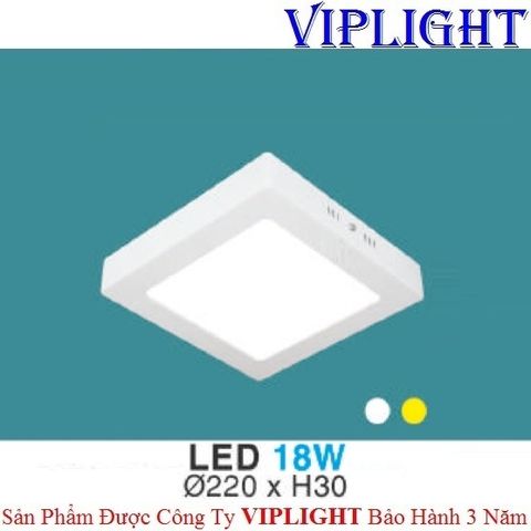  ĐÈN ỐP TRẦN, ĐÈN GẮN NỔI, ĐÈN ỐP NỔI _ VUÔNG PHI Ø220 LED 18W MP 07 HUFA 