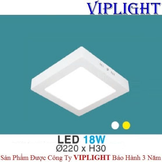 ĐÈN ỐP TRẦN, ĐÈN GẮN NỔI, ĐÈN ỐP NỔI _ VUÔNG PHI Ø220 LED 18W MP 07 HUFA