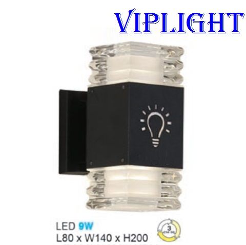 ĐÈN TRỤ 2 ĐẦU GẮN VÁCH TƯỜNG HÀNH LANG TRANG TRÍ LED 9W 3 MÀU VLHFAK6078