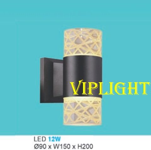 ĐÈN VÁCH TƯỜNG HÀNH LANG NGOÀI TRỜI LED 12W BA 3 MÀU TRANG TRÍ VLHFAK6063 MÀU ĐEN