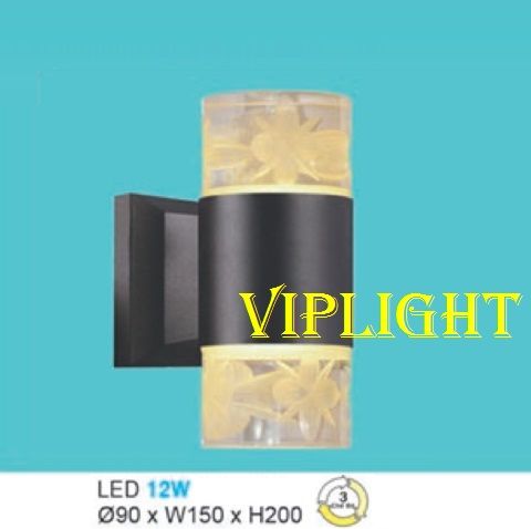 ĐÈN VÁCH TƯỜNG HÀNH LANG NGOÀI TRỜI LED 12W BA 3 MÀU TRANG TRÍ VLHFAK6068 MÀU ĐEN