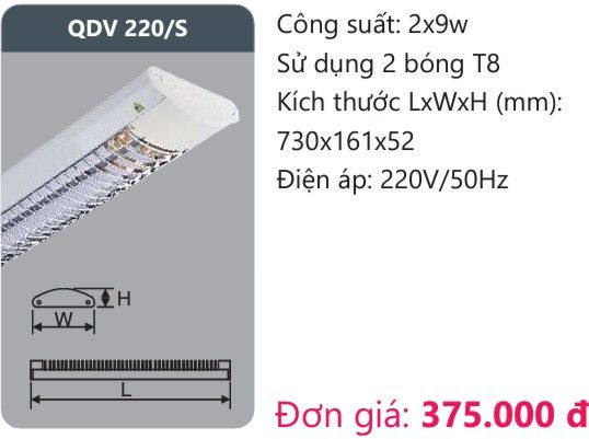 MÁNG ĐÈN ỐP TRẦN XƯƠNG CÁ DUHAL QDV 220/S