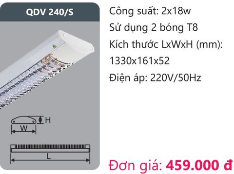  MÁNG ĐÈN ỐP TRẦN XƯƠNG CÁ DUHAL QDV 240/S 