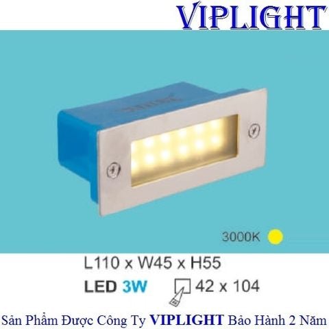  ĐÈN ÂM TƯỜNG, ĐÈN ÂM CẦU THANG, ĐÈN ÂM BẬC THANG _ MẶT CHỮ NHẬT LED 3W ACT2907 