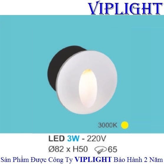 ĐÈN LED ÂM TƯỜNG, ĐÈN HẮT RAM DỐC, ĐÈN RỌI BẬC THANG _ MẶT TRÒN MÀU TRẮNG 3W ACT10