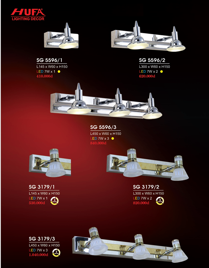 ĐÈN SOI GƯƠNG, RỌI TRANH SG 5596/1, 5596/2, 5596/3, 3179/1, 3179/2, 3179/3