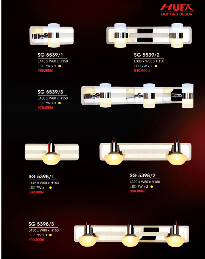 ĐÈN SOI GƯƠNG, RỌI TRANH SG 5539/1, 5539/2, 5539/3, 5398/1, 5398/2, 5398/3