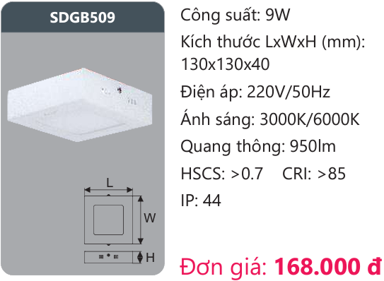 ĐÈN LED ỐP TRẦN DUHAL 9W SDGB509