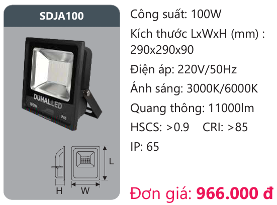 ĐÈN PHA LED DUHAL 100W SDJA100