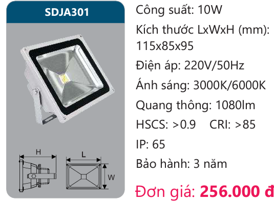 ĐÈN PHA LED 10W DUHAL SDJA301