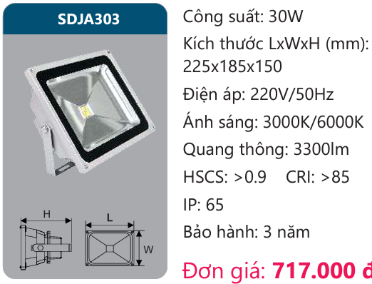 ĐÈN PHA LED 30W DUHAL SDJA303