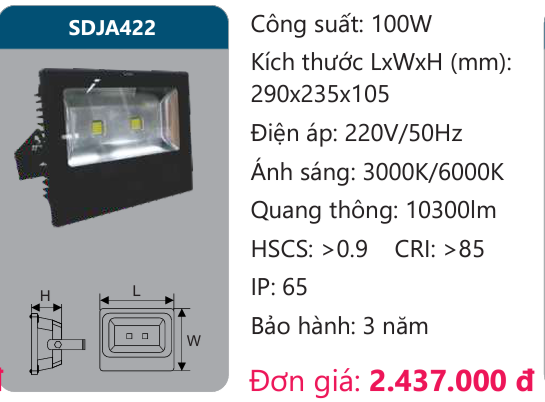 ĐÈN PHA LED 100W DUHAL SDJA422