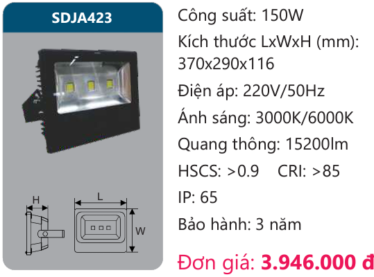 ĐÈN PHA LED 150W DUHAL SDJA423