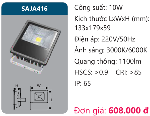 ĐÈN PHA LED DUHAL 10W SAJA416