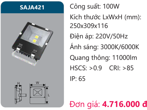  ĐÈN PHA LED DUHAL 100W SAJA421 