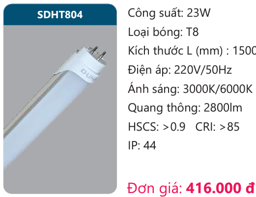 BÓNG ĐÈN TUÝP LED DUHAL SDHT804 ( 1m5, 23W )
