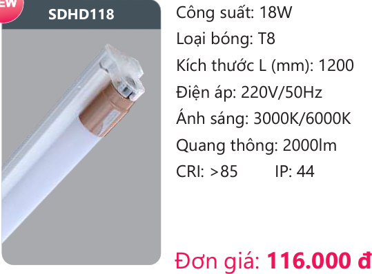 ĐÈN TUÝP LED DUHAL SDHD118 ( 1m2, 18W )