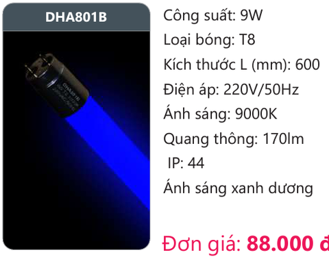  BÓNG ĐÈN TUÝP LED DUHAL MÀU XANH LAM DHA801B 