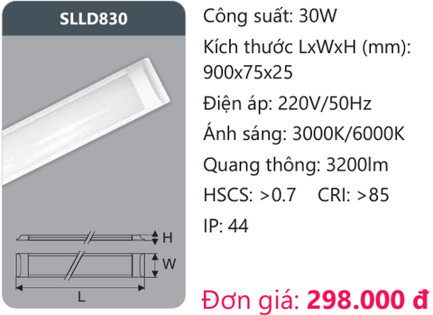  ĐÈN LED TUÝP DẸP CHỤP MICA DUHAL 0,9M SLLD830 