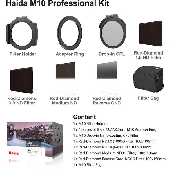 Bộ Combo filters Haida Red Diamond dành cho nhà nghề/ PROFESSIONAL (Hệ M10) - HD4317