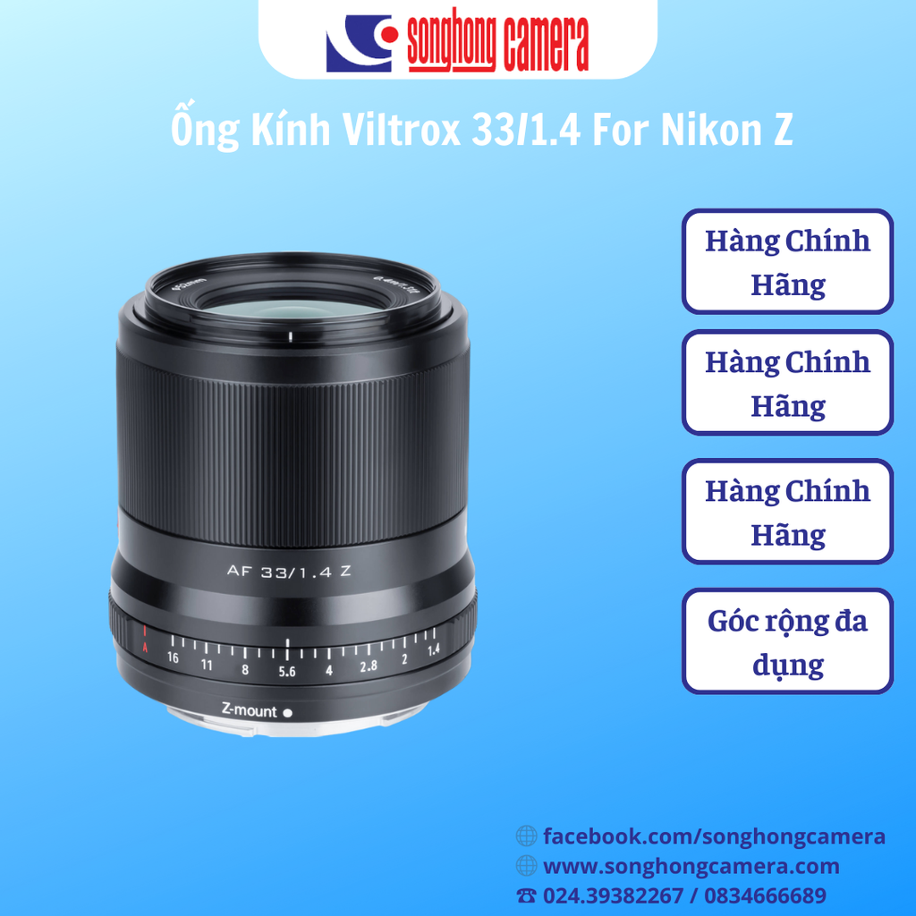 Lens Viltrox AF 33mm F1.4 for Nikon Z (Giảm giá 5% áp dụng đến hết 28.2.2024)