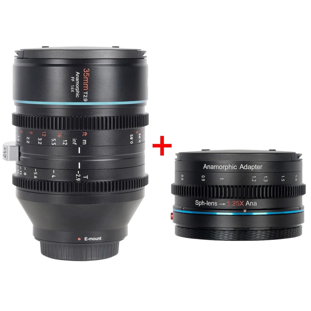 Ống kính SIRUI fullframe anamorphic T2.9 1.6x  35mm + bộ chuyển đổi anamorphic 1.25x