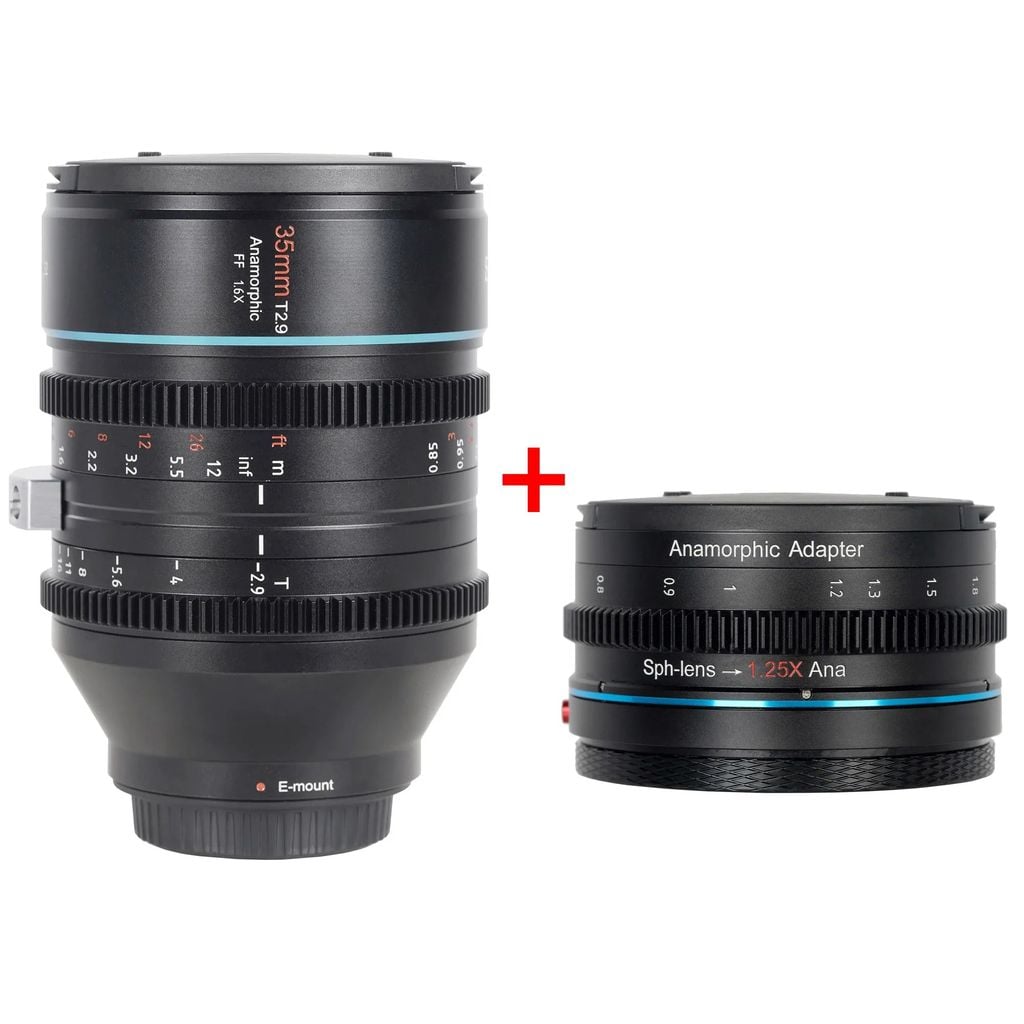 Adattatore Anamorfico SIRUI T2.9 1.25x Con Filettatura 82mm - Per Obiettivi Sferici E Anamorfici, Con Anelli Riduzione