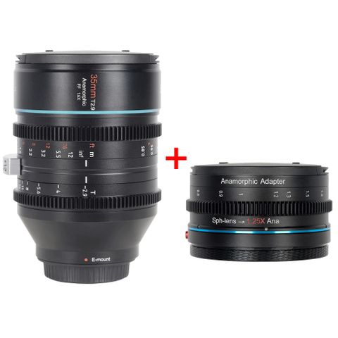 Ống kính SIRUI fullframe anamorphic T2.9 1.6x  35mm + bộ chuyển đổi anamorphic 1.25x - Chính hãng