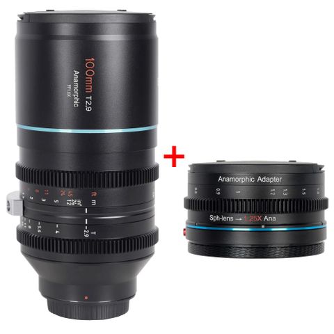 Ống kính Anamorphic Sirui 100mm T2.9 + Adapter 1.25X fullframe - Chính hãng