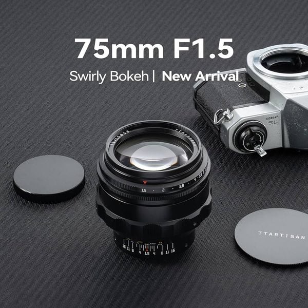 Ống kính TTArtisan 75mm F1.5 Swirly Bokeh ngàm M42