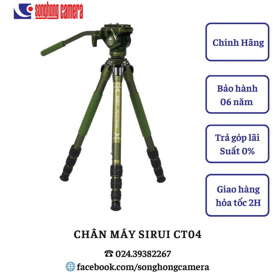Chân máy quay SIRUI CT04+CT5 Pilot Series (màu xanh) - Chính hãng