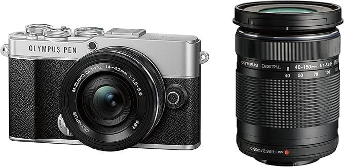 Máy ảnh OM System Pen E-P7 bộ 2 lens kit lens 14-42mm + 40-150mm (Màu Bạc)