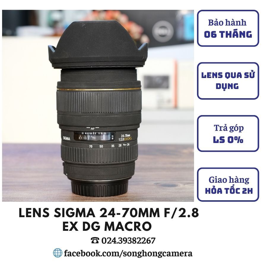 Lens Sigma 24-70mm f/2.8 EX DG Macro For Canon ( 90% )