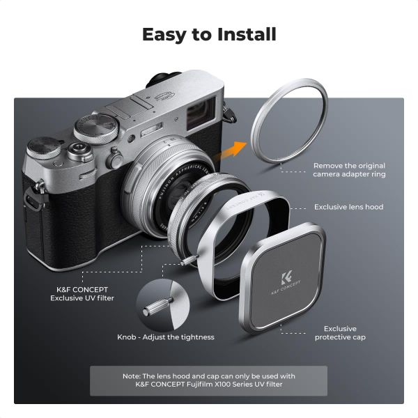 Combo Lens hood + lens cap dùng cho Fuji X100 series ( X100, X100S, X100T, X100F, X100V, X100VI ) - KF03.103