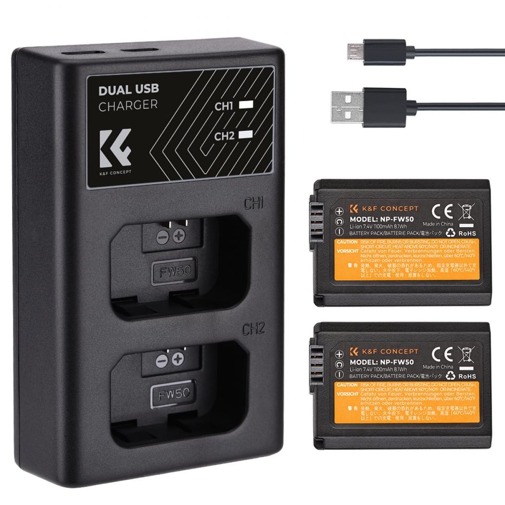 Bộ pin sạc Sony NP-FW50 K&F Concept (2 pin 1 sạc đôi)
