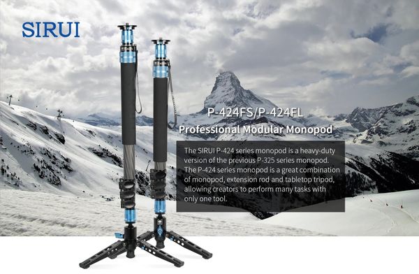 Chân đơn Monopod SIRUI P-424 FL Carbon (không kèm củ) - Chính hãng