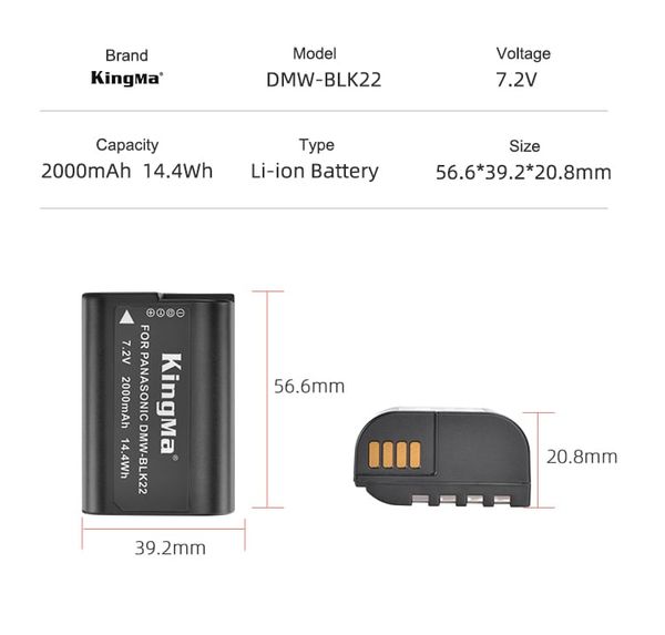 Bộ Pin sạc Kingma BLK22 ( Lumix GH6, S5, GH5II )