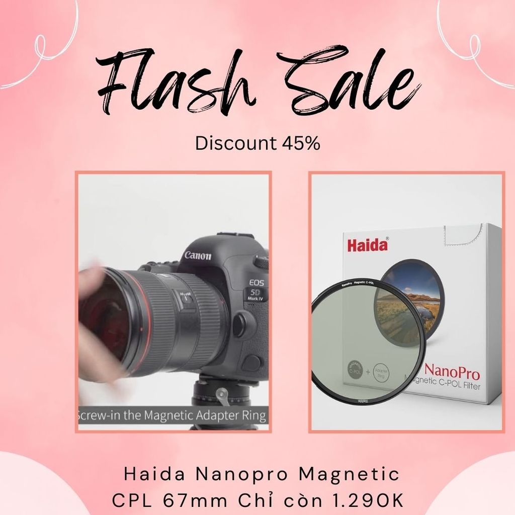 Kính lọc Haida Nanopro Magnetic CPL 67mm (kèm adapter ring) - HD4666 công nghệ từ tính dễ thao tác
