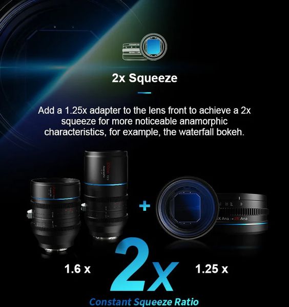 Ống kính Cine Anamorphic SIRUI Venus 100mm T2.9 1.6X kèm adapter 1.25X