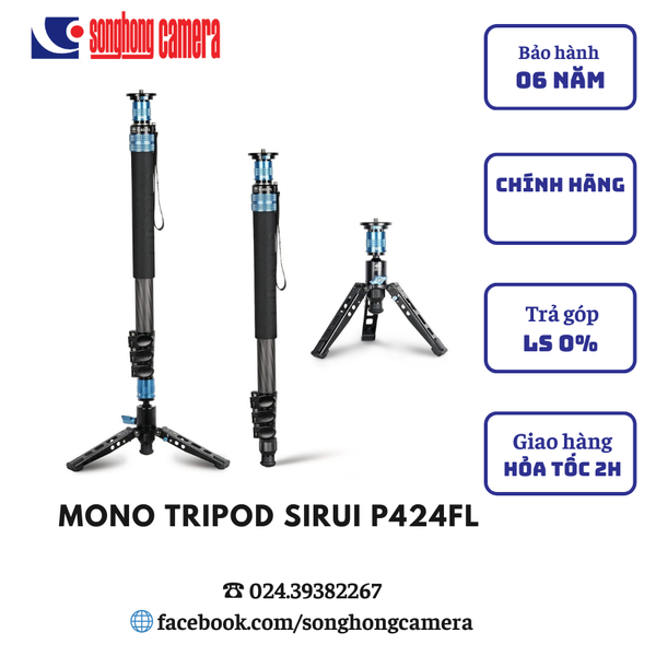 Chân đơn Monopod SIRUI P-424 FL Carbon (không kèm củ) - Chính hãng