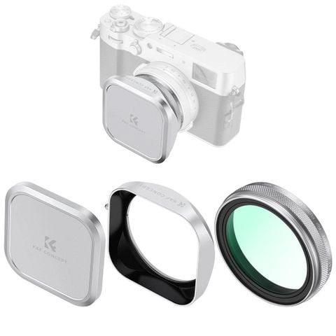 Bộ sản phẩm combo Lens hood + UV + lens cap K&F Concept dùng cho Fuji X100 series ( X100, X100S, X100T, X100F, X100V, X100VI )