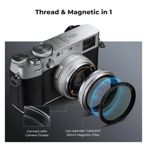 Combo Lens hood + UV + lens cap K&F dùng cho Fuji X100 series ( X100, X100S, X100T, X100F, X100V, X100VI ) - KF.2276